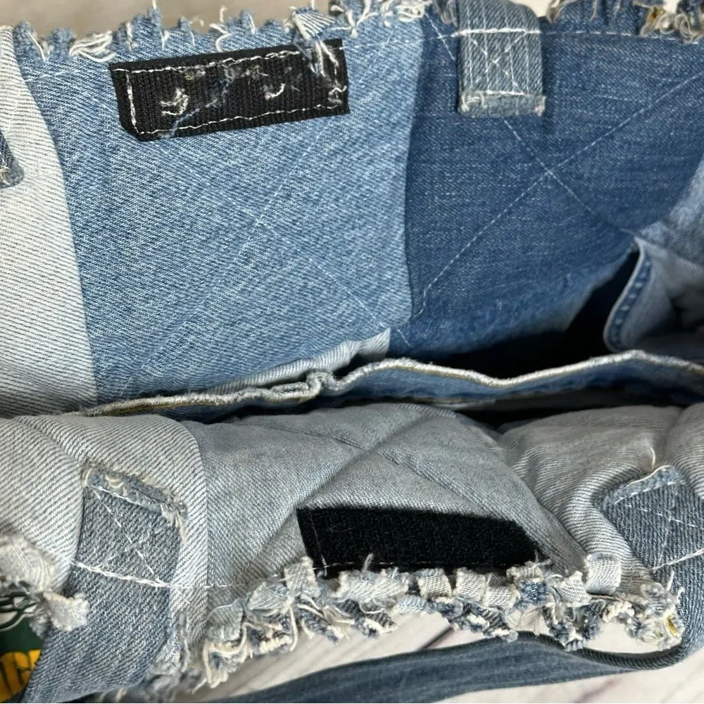 Green Bay Packers Custom Handmade Denim Jeans Patchwork Purse Bag‎